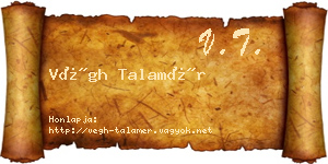 Végh Talamér névjegykártya